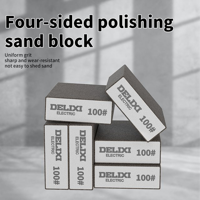 Deli Schleif-Schwammblöcke Set, 10 Stück, Grau, verschiedene Körnungen von 36 bis 600 für Metall und Wandreinigung - Bild 1
