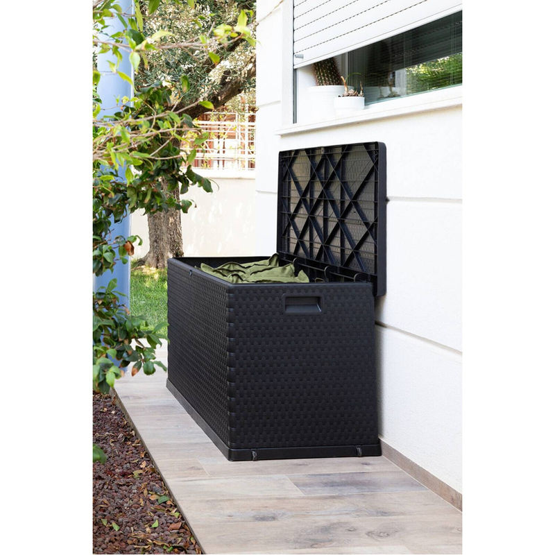 Toomax Rattan-Aufbewahrungsbox aus Kunststoff in Graphit mit 420 l Volumen - Bild 3