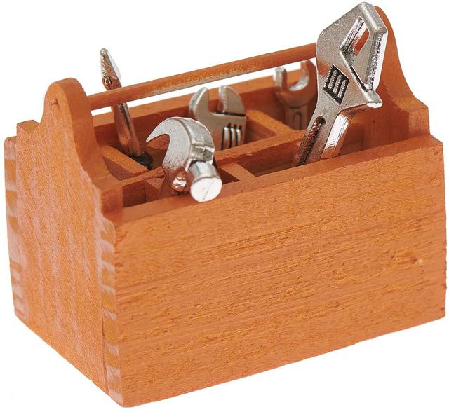 Rico Design Miniatur Werkzeugkoffer mit Werkzeug Wichteltür - Bild 1