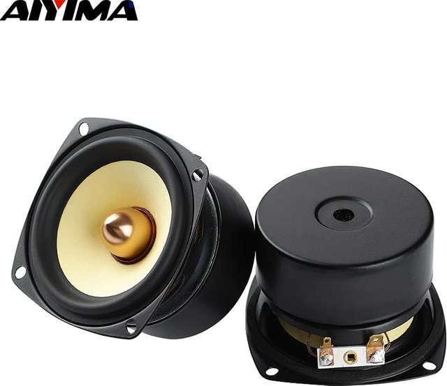 AIYIMA 2er Set Tragbare 3 Zoll Breitband-Lautsprecher, 25W HiFi Bullet Regallautsprecher, Schwarz - Bild 1
