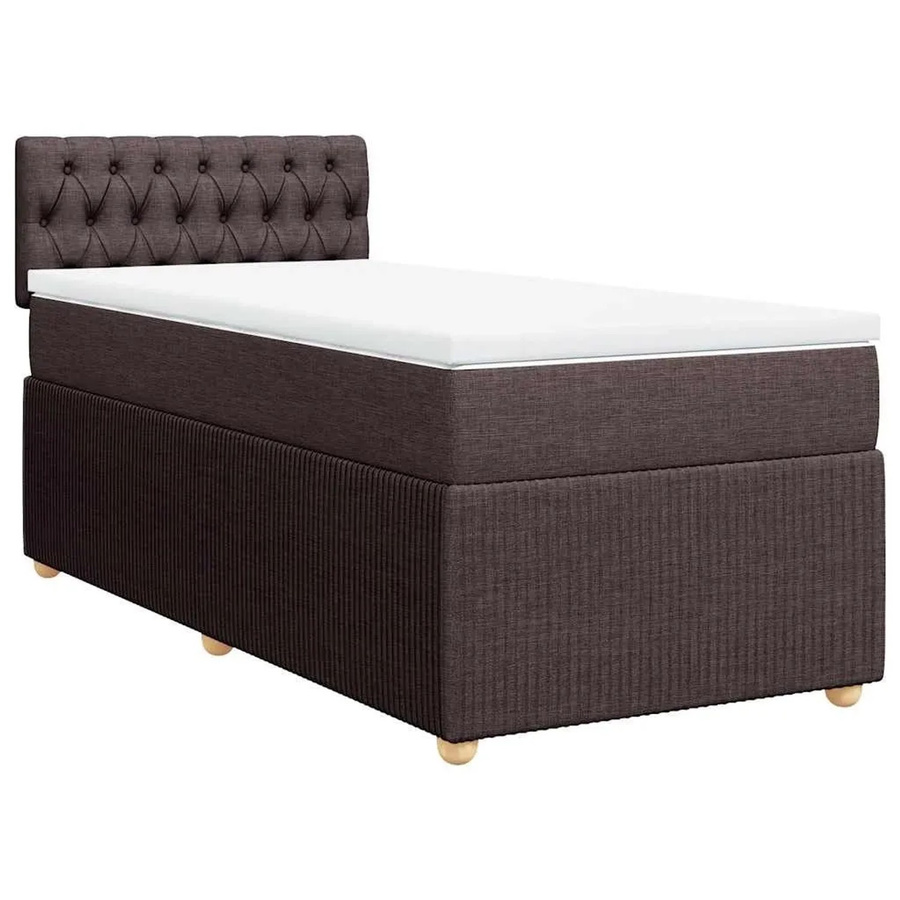 vidaXL Boxspringbett mit Matratze Dunkelbraun B/T/H: 90 x 190 x 100,5 cm Hybrid-Konstruktion mit Taschenfederkern und Stoffbezug - Bild 2