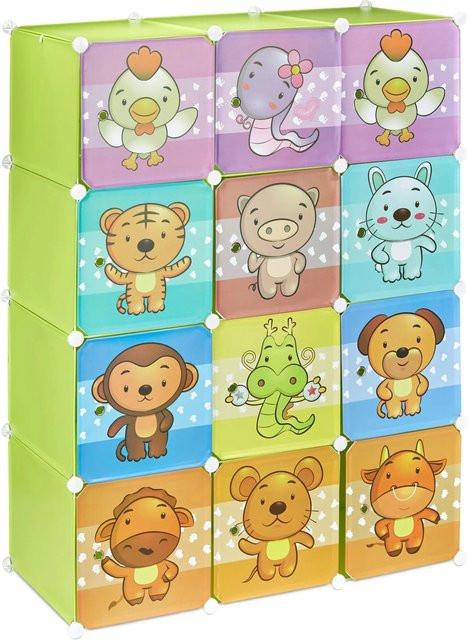 Relaxdays Steckregal für das Kinderzimmer aus Kunststoff in Grün, H x B x T: 145 x 110,5 x 46,5 cm - Bild 1