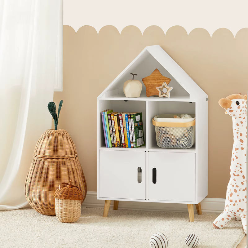 SoBuy Kinderregal mit Haus-Design in Weiß KMB58-W, Bücherregal für Kinder aus MDF und Kiefer, B/T/H: 60 x 30 x 103 cm - Bild 3