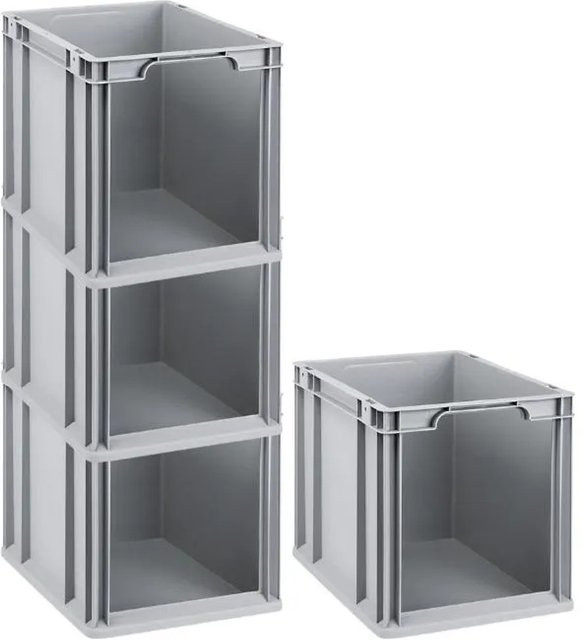 PROREGAL SuperSparSet 4x Eurobox NextGen Store Eurobehälter mit offener Front in Grau, H x B x T: 32 x 30 x 40 cm, 30 Liter, mit verstärkten Wänden - Bild 1