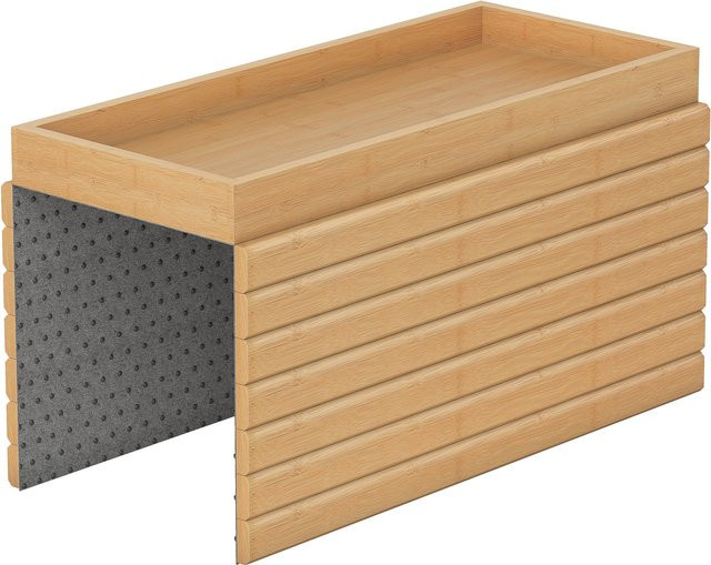 HOMCOM Klappbares Sofatablett aus Bambus mit Getränkehalter und Anti-Rutsch-Funktion, B/T: 45 x 33,5 cm, Beige/Braun - Bild 1