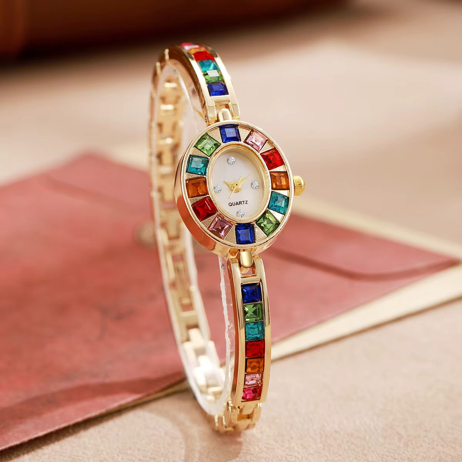 Armbanduhr Quarzuhr, Edelstahl, Diamantbesetzt, Kristall, Damen - Bild 3