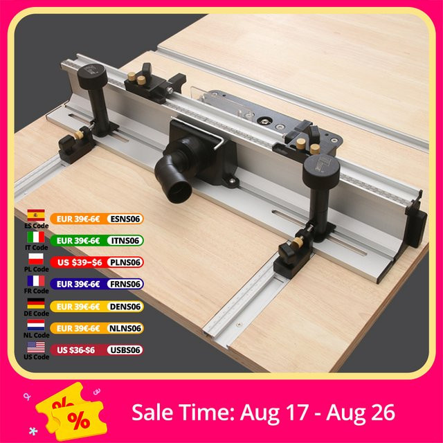 ENJOYWOOD Profilzaun für Holzbearbeitungs-Fräsertisch aus Aluminiumlegierung in Silber, Breite: 70 cm, mit 30 cm T-Schienen-Gleithalterungen und Bitschutz - Bild 1