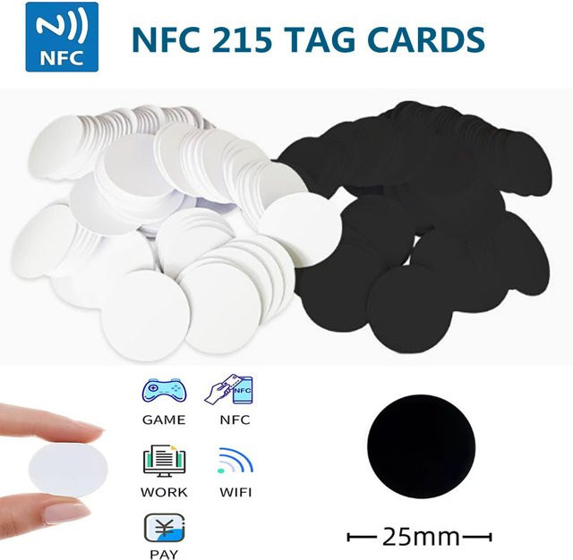 YEVERAXIN Ntag215 NFC Coin Tags, wasserdichte PVC RFID Badges, 13,56MHz, Farbe: Weiß, Durchmesser: 25 mm - Bild 1