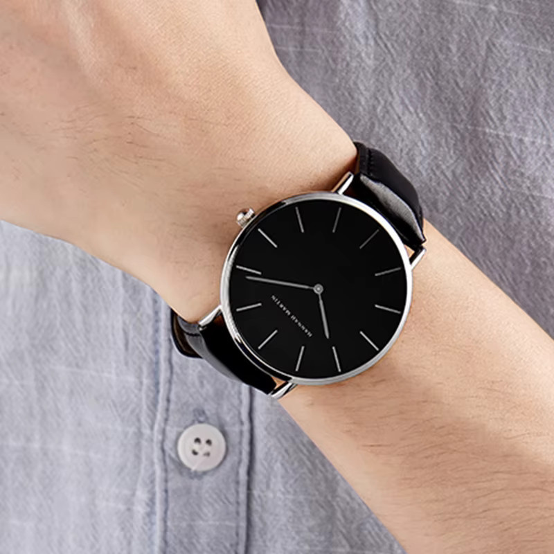 HANNAH MARTIN Armbanduhr, Quarz, Leder, Schwarz, Herren - Bild 2