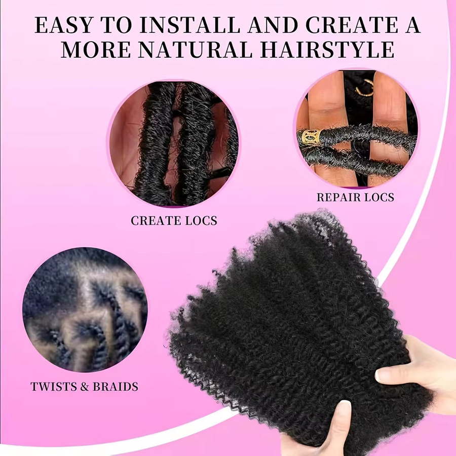 Afro Kinkys Bulk Kunsthaar für Dreadlock-Erweiterungen, Unisex - Bild 3