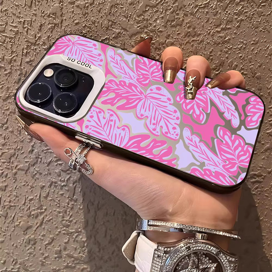 Ins Art Blätter Handyhülle für iPhone 11 bis iPhone 17 Pro Max Matte Laser Aurora Stoßfeste Schutzhülle Multicolour - Bild 3