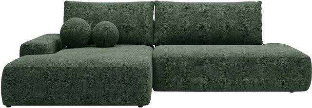 Vente-unique Schlafsofa Daviso in Piniengrün mit L-Form und Ausziehfunktion, Breite: 276 cm - Bild 1