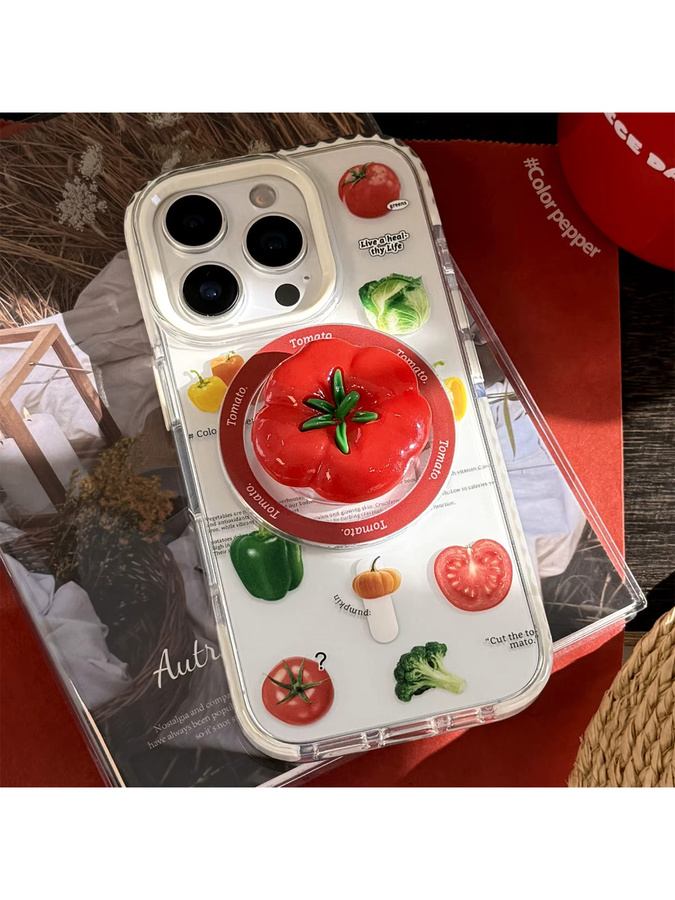MUQGEW Magnetische iPhone Schutzhülle mit 3D Cartoon Tomaten Design, Transparent und Stoßfest für iPhone 16 15 14 13 12 Pro Max - Bild 7