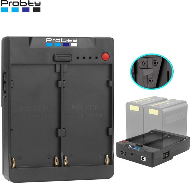 Probty Dual NP-F970 zu V-Mount Konverter Platte für NP-F Serie Batterien in Schwarz - Bild 1