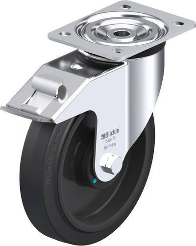 Blickle L-POEV 200KAD-FI Lenkrolle mit Feststeller in Schwarz und Silber, Rad-Durchmesser: 20 cm, Tragfähigkeit: 400 kg - Bild 1