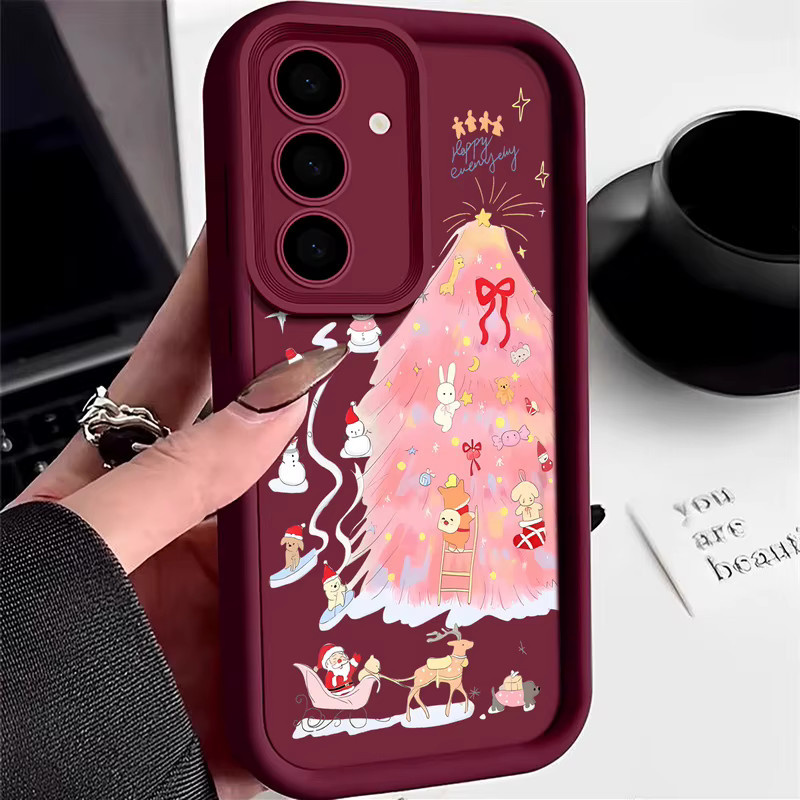 Handyhülle mit Weihnachtsbaum Motiv in Rosa und Weiß für Samsung Galaxy S25 S24 S23 S22 Ultra FE A56 A36 A26 A16 A17 A55 A54 A15 5G - Bild 2
