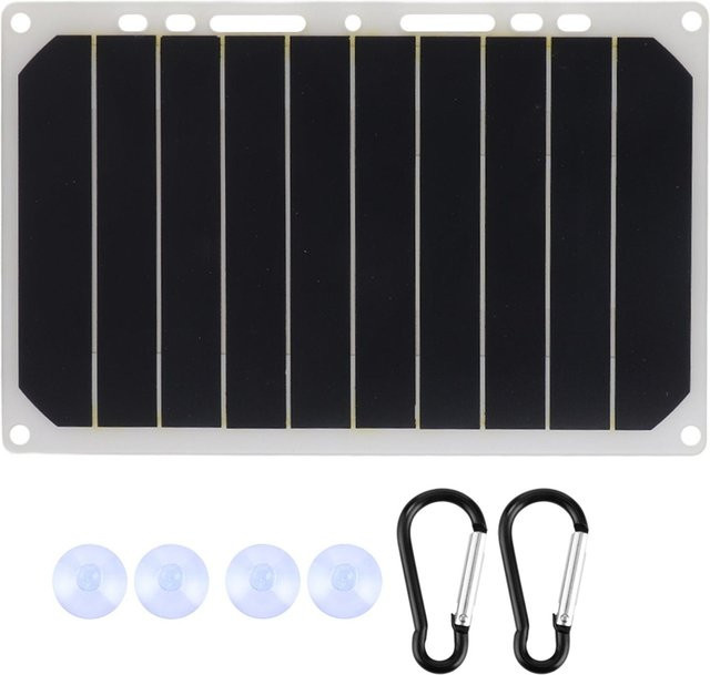 CosyHome Tragbares 10W Solarpanel-Ladegerät für den Außenbereich mit USB-A Ausgang in Weiß - Bild 1