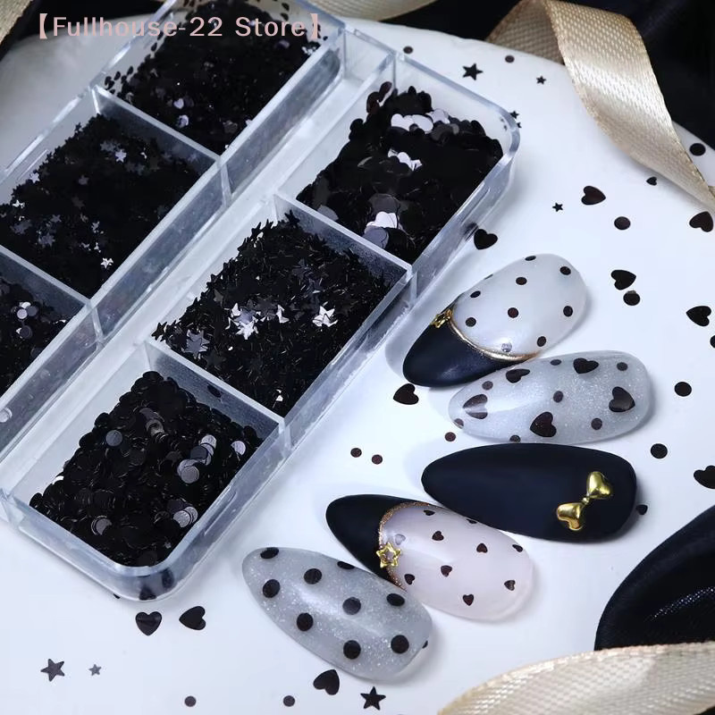 Heabety Nagel-Charms, schwarz, glänzend, Stern Herzform - Bild 3