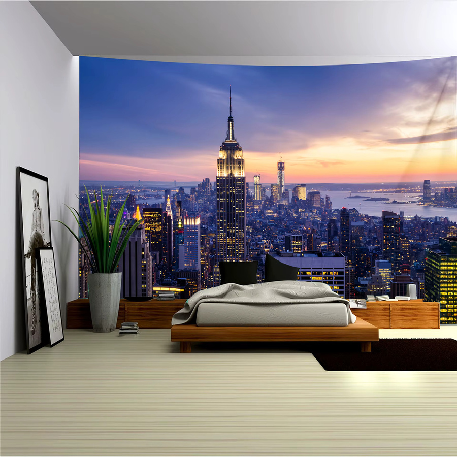 VIKAMA Empire State Building Skyline dekorativer Wandteppich in Multicolour, Rechteckig, Breite: 73 cm, Höhe: 73 cm - Bild 2