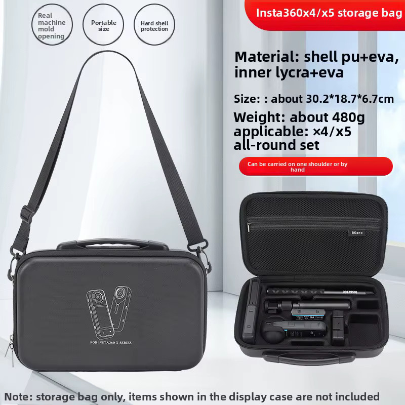 ZNTCH Tragbare EVA Hard Shell Schutzhülle und Schultertasche für Insta360 X5 und X4 in Schwarz - Bild 6