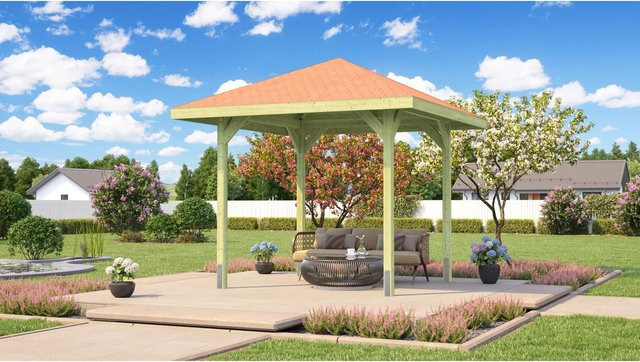 Weka Pavillon Gartenoase 651 mit Satteldach aus Holz, B/T: 294 x 294 cm - Bild 1