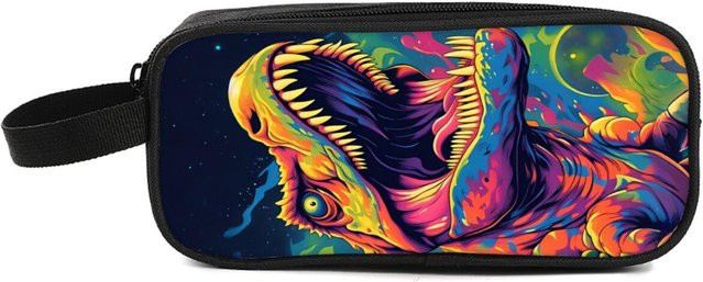 Doppellagriges Federmäppchen von Fancy Style Studio mit Dinosaurier-Print in Multicolour für Kinder - Bild 1