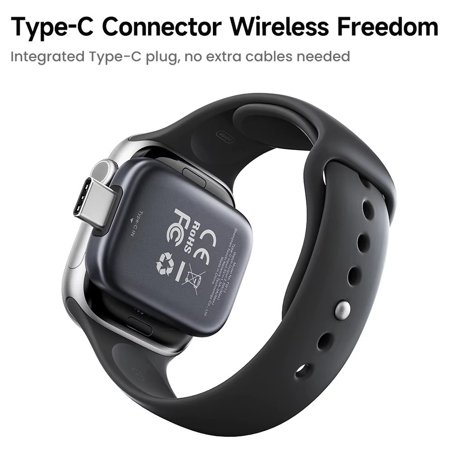 Toocki TW13 Magnetisches kabelloses Ladegerät für Apple Watch S1-S11, SE 2-3 und Ultra 1-3, Typ-C, Schwarz - Bild 4
