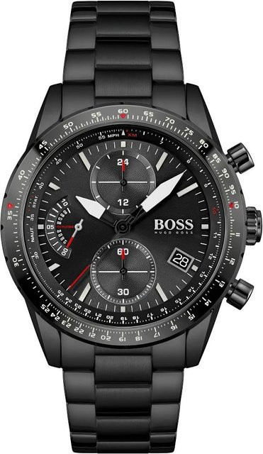 Hugo Boss Chronograph, Quarz, Edelstahl, 44 mm, Grau, Herren - Bild 1