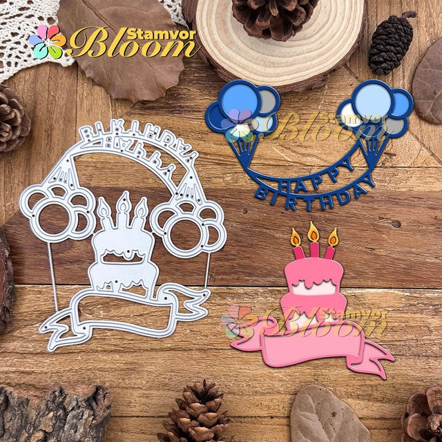 Metall Stanzformen für Geburtstagsballons und Kuchenbanner zum Scrapbooking und zur dekorativen Prägung - Bild 1