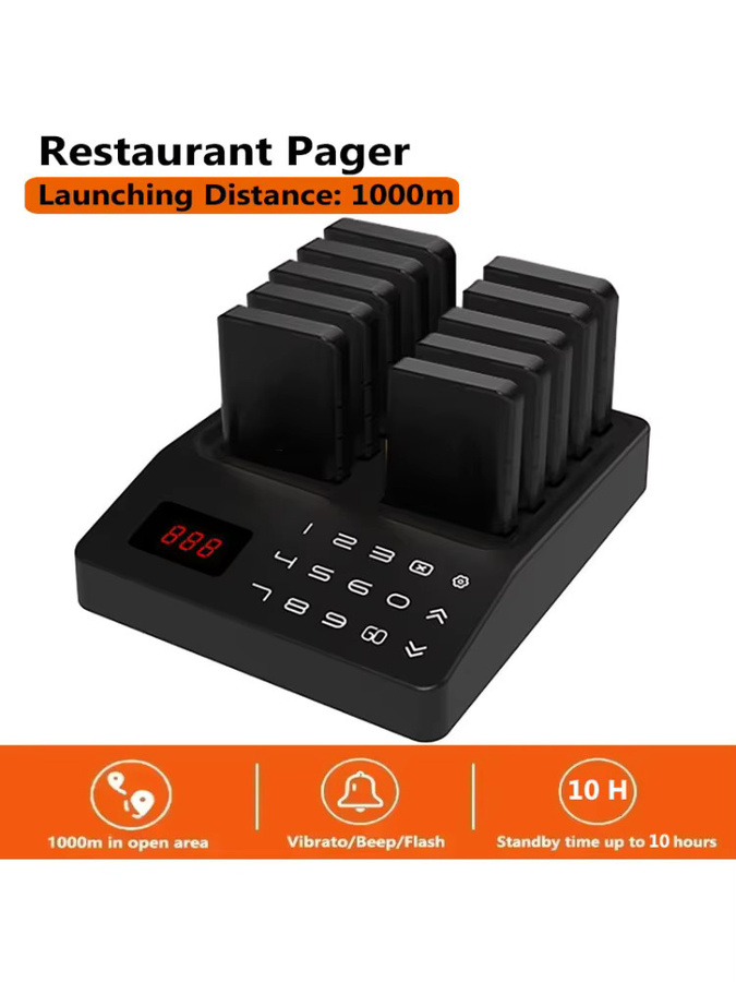 Luxuglow Drahtloses Restaurant-Rufsystem mit 10 Empfängern in Schwarz für Café, Shop und Food Truck - Bild 6