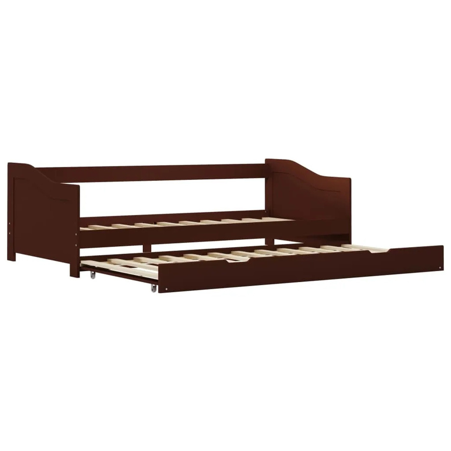 vidaXL Ausziehsofa Bettgestell aus Kiefernholz in Dunkelbraun, B/T/H: 90 x 200 cm - Bild 2
