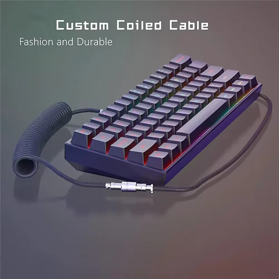 Aviator Spiralkabel mit USB-C Anschluss für mechanische Gaming-Tastaturen in Lila - Bild 3