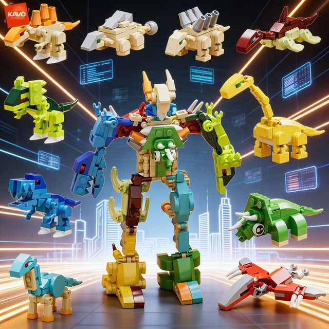 KAVOWORLD Dinosaurier-Roboter-Baukasten-Set, Konstruktionsbausteine, 335 Teile - Bild 1