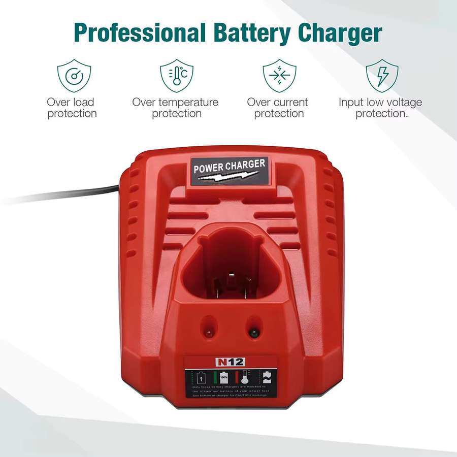 Milwaukee M12 N12 Lithium-Ionen-Akku-Ladegerät 3A Schnellladung Ersatzteil in Rot - Bild 5