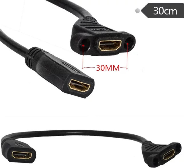 BSN HDMI Verlängerungskabel Buchse auf Buchse Panel Mount in Schwarz, vergoldet, unterstützt 1.4 V/1080P - Bild 1
