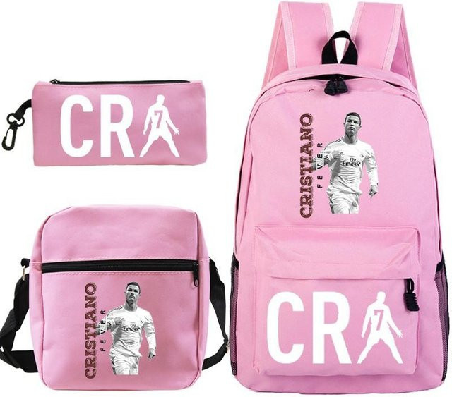 C Ronaldo Schultaschen-Set 3-teilig in Pink mit Rucksack, Umhängetasche und Federmäppchen - Bild 1