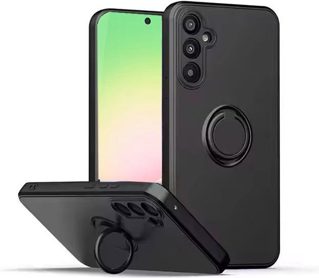 Stoßfeste Flüssigsilikon-Handyhülle mit Magnetischem Ringhalter für Samsung Galaxy A57 A37 A56 A36 A55 5G A54 A35 A16 A15 A17 A34 5G in Schwarz - Bild 1