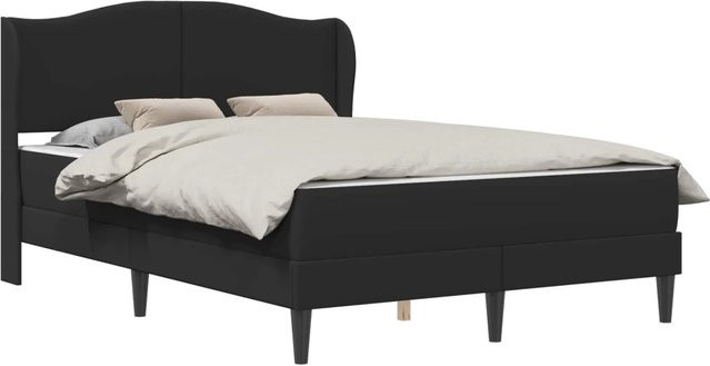 vidaXL Bettrahmen mit Kopfteil in Schwarz aus Kunstleder, B/T: 140 x 190 cm - Bild 1