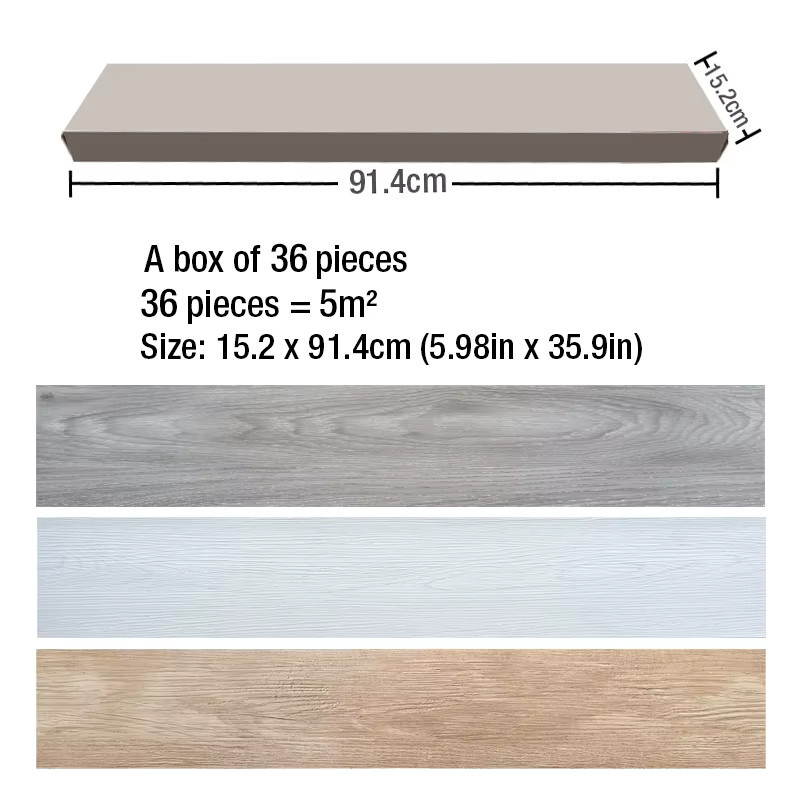 36-teiliges Set selbstklebende Boden- und Wandaufkleber in moderner Holzmaserung aus wasserfestem PVC für Wohnzimmer, Küche und Bad - Bild 3