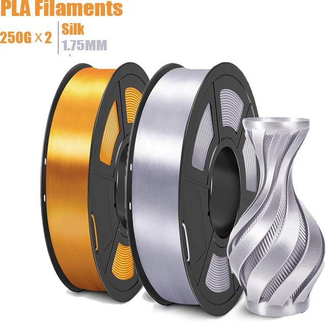 DINGSUN 3D-Druck PLA Filament Seide Gold und Silber, 1,75 mm, 500 g - Bild 1