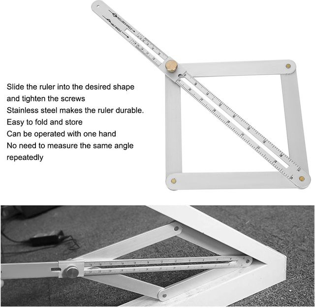 YOSOO Goniometer-Lineal, multifunktionaler 4-fach gefalteter Eckwinkelsucher für die Holzbearbeitung - Bild 1