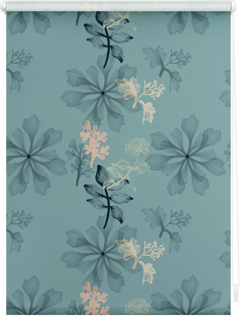 Lichtblick Rollo Klemmfix blickdicht Aqua Floral Blau - Bild 1