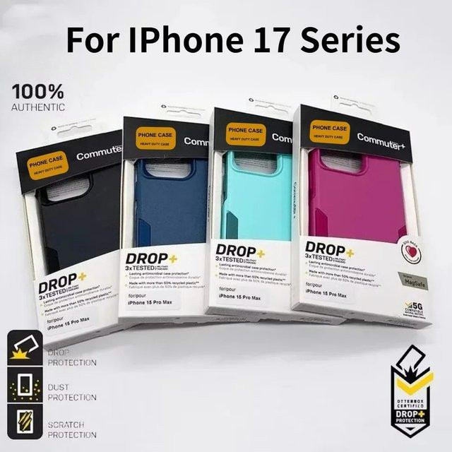 Ott Box Cover Armor-Hülle für iPhone 17 Pro Max, Air 16, 15, 14 Plus, 13 Pro – Doppelschichtige, robuste und stoßfeste Schutzhülle in Schwarz mit Unterstützung für kabelloses Laden - Bild 1