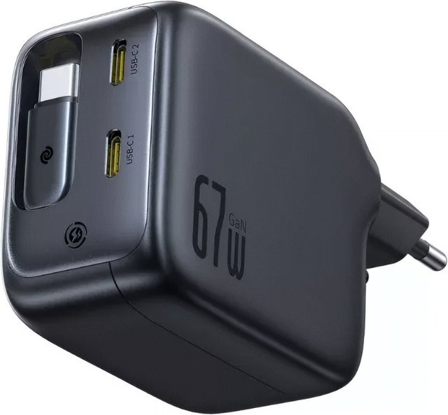 Baseus EnerCore CJ11 Netzladegerät mit USB-C Kabel, 67W, 3.35A, 2 x USB-C, Schwarz - Bild 1
