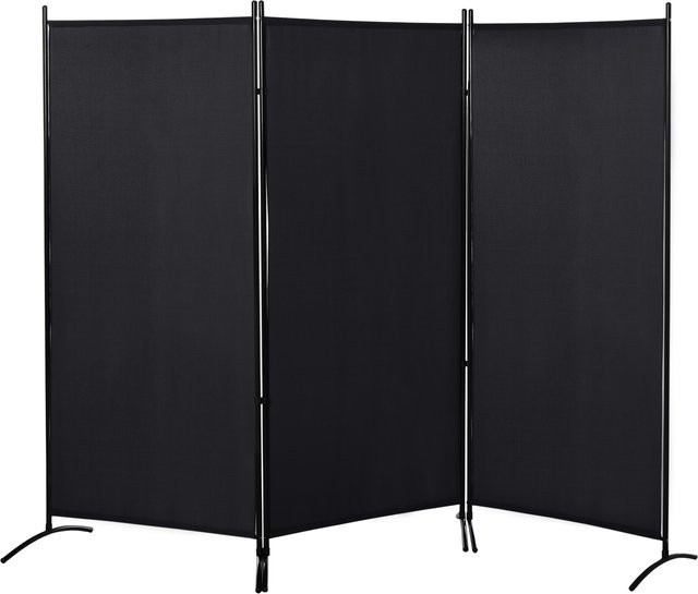 HOMCOM Paravent 3-teilig aus Metall in Schwarz als faltbarer Raumteiler mit geometrischem Design, B/H: 253 x 182 cm - Bild 1