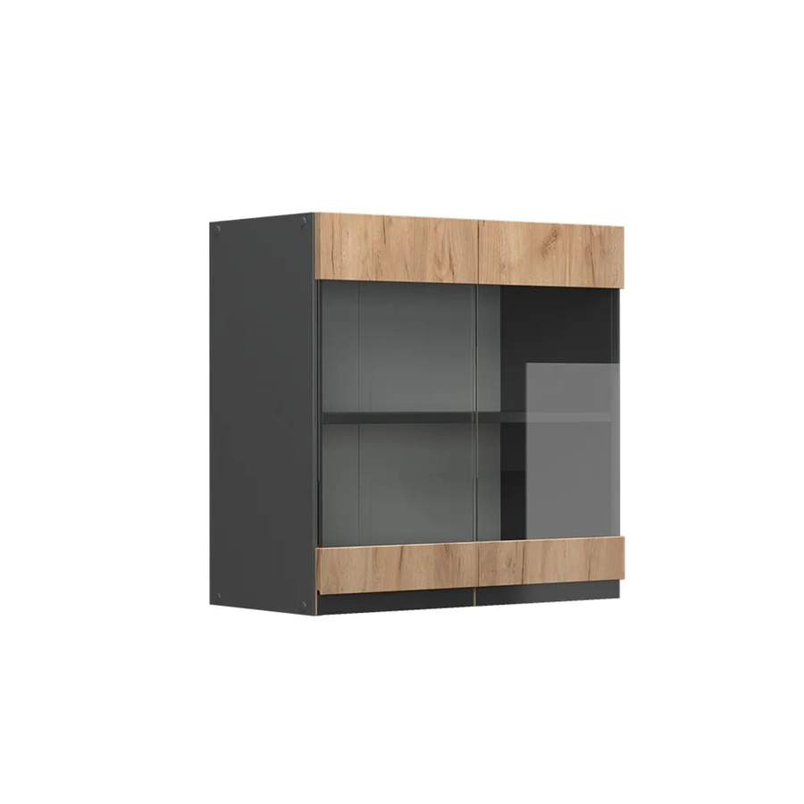 Vicco Glashängeschrank R-Line J-Shape für die Küche in Anthrazit und Eiche, Breite: 60 cm - Bild 3