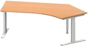 Schäfer Shop Genius Winkelschreibtisch MODENA FLEX in Buche und Weißalu, 135 Grad Winkel rechts, T-Fuß Rechteckrohr, B: 216,5 cm, T: 80/80 cm, H: 65-85 cm - Bild 1
