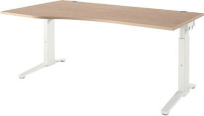 Schäfer Shop Genius Schreibtisch ERGOSTYLE S, manuell höhenverstellbar, Rechteck, C-Fuß, eiche/weiß, B: 180 cm, T: 80-100 cm, H: 67,5-89,5 cm - Bild 1