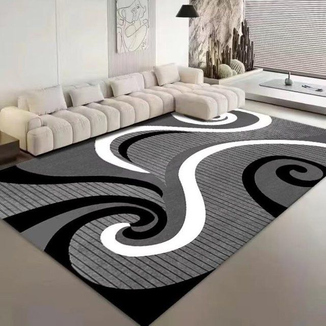 Karpetti Flanellteppich mit geometrischem Design in Grau, rutschfest und waschbar, B/T: 180 x 280 cm - Bild 1