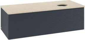V&B Antao Waschtischunterschrank mit Frontstruktur und Beleuchtung, Blau lackiert, B/T/H: 120 x 50 x 50 cm - Bild 1